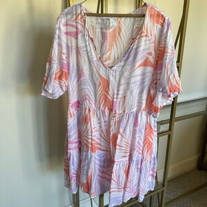 Tropical Print V-Neck Dress